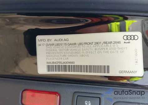 2018 Audi S5 3.0T Premium Plus из США, поврежденный, VIN WAUB4CF55JA009660